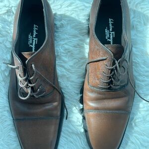 Salvatore Ferragamo Oxford with toe cap - natural brown